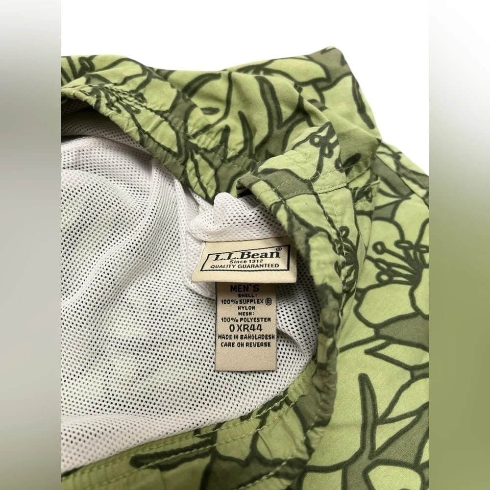 L.L Bean green floral swim trunks